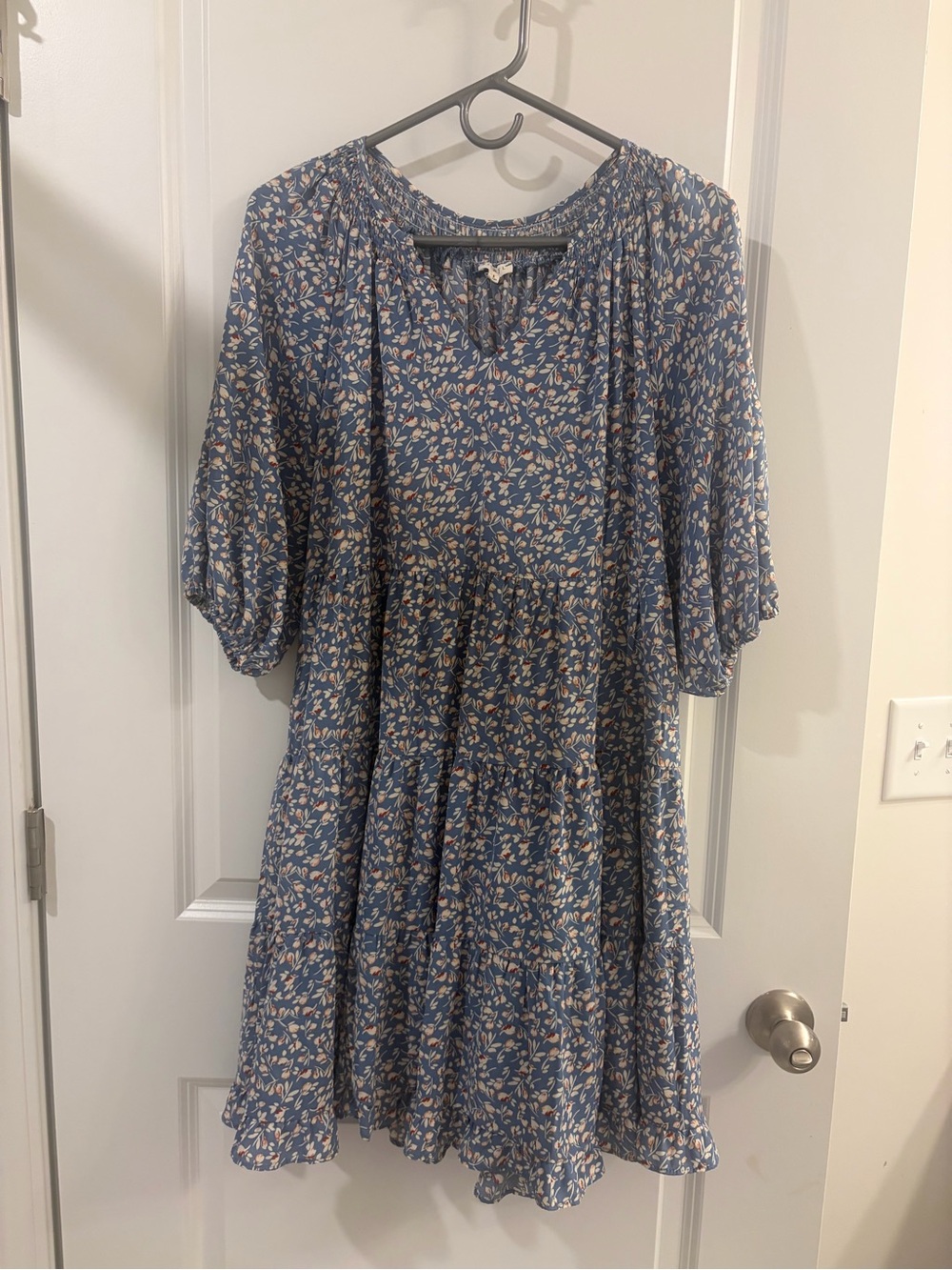 JODIFL Blue Floral Tiered Mini Dress